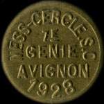 Jeton de n�cessit� de 2 francs �mis en 1928 par le Mess-Cercle des Sous-Officiers du 7e R�giment du G�nie � Avignon (84000 - Vaucluse) - avers