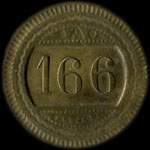 Jeton anonyme de 20 centimes avec 166 - avers