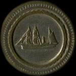 Jeton anonyme de 50 centimes avec un voilier 3 mats - avers