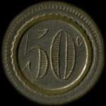 Jeton anonyme de 50 centimes avec un voilier 3 mats - revers
