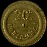 Jeton anonyme de 20 centimes avec une rosace � 6 branches - revers