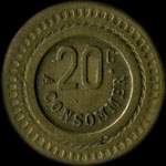 Jeton anonyme de 20 centimes avec un �l�phant - revers