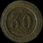 Jeton anonyme de 30 centimes avec une grenade - revers