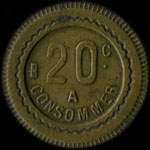 Jeton anonyme de 20 centimes avec un taureau - revers