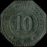 Jeton de n�cessit� de 10 pfennig dite Kleingeldersatzmarke Forbach i Lothringen (57600 - Moselle) pendant l'occupation allemande - revers