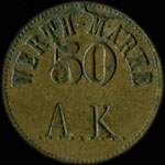 Jeton de n�cessit� de 15 pfennig Werth-Marke - A.K. attribu� � Luxhof � Gebweiler (Guebwiller) - (68500 - Haut-Rhin) et �mis pendant l'occupation allemande - avers