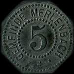 Jeton de n�cessit� de 5 pfennig �mis par Gemeinde Merlenbach (Merlebach - 57800 - Moselle) - avers
