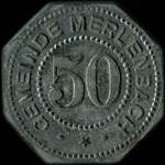 Jeton de n�cessit� de 50 pfennig �mis par Gemeinde Merlenbach (Merlebach - 57800 - Moselle) - avers