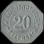 Jeton de n�cessit� de 20 pfennig 1917 �mis par Kriegsnotgeld - Merlenbach (Merlebach - 57800 - Moselle) - revers