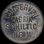 Jeton de n�cessit� de 1 d�jeuner type 2 �mis par Conservenfabrik Schiltigheim (67300 - Bas-Rhin) - avers