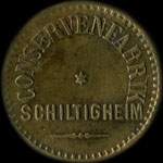 Jeton de n�cessit� de 1 pfennig type 1 �mis par Conservenfabrik Schiltigheim (67300 - Bas-Rhin) - avers
