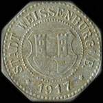 Jeton de nécessité de 10 pfennig 1917 (kleingeldersatzmarke) émis par Weissenburg (Wissembourg - 67160 - Bas-Rhin) pendant l'occupation allemande - avers