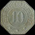 Jeton de n�cessit� de 10 pfennig 1917 (kleingeldersatzmark) en fer �mis par Weissenburg (Wissembourg - 67160 - Bas-Rhin) pendant l'occupation allemande - revers