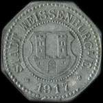 Jeton de n�cessit� de 10 pfennig 1917 (kleingeldersatzmarke) en zinc nickel� �mis par Weissenburg (Wissembourg - 67160 - Bas-Rhin) pendant l'occupation allemande - avers