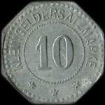 Jeton de n�cessit� de 10 pfennig 1917 (kleingeldersatzmark) en zinc nickel� �mis par Weissenburg (Wissembourg - 67160 - Bas-Rhin) pendant l'occupation allemande - revers