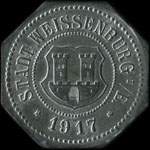 Jeton de n�cessit� de 50 pfennig 1917 (kleingeldersatzmarke) en zinc nickel� �mis par Weissenburg (Wissembourg - 67160 - Bas-Rhin) pendant l'occupation allemande - avers