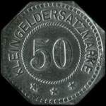 Jeton de n�cessit� de 50 pfennig 1917 (kleingeldersatzmark) en zinc nickel� �mis par Weissenburg (Wissembourg - 67160 - Bas-Rhin) pendant l'occupation allemande - revers