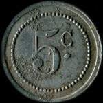 Jeton de n�cessit� de 5 centimes �mis par le Mess des Sous-Officiers du 13e r�giment d'Artillerie - revers
