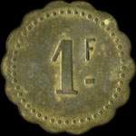 Jeton de n�cessit� de 1 franc �mis par la Cantine Silvestre du 35e r�giment d'Artillerie - revers