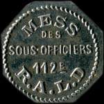 Jeton de n�cessit� de 50 centimes �mis par le Mess des Sous-Officiers du 112e R�giment d'Artillerie Lourde - avers