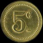 Jeton de n�cessit� de 5 centimes �mis par le Mess des Sous-Officiers du 8e R�giment d'Artillerie � Pied - revers