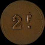Jeton de n�cessit� de 2 francs �mis par le Cercle-Mess des Sous-Officiers du 31e R.A.O. (R�giment d'Aviation d'Observation) - revers