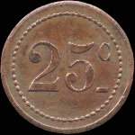 Jeton de n�cessit� de 25 centimes �mis par la Coop�rative de Bages (66670 - Pyr�n�es-Orientales) - revers