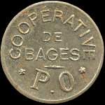 Jeton de n�cessit� de 1 franc �mis par la Coop�rative de Bages (66670 - Pyr�n�es-Orientales) - avers