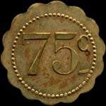 Jeton de nécessité de 75 centimes émis par le Casino de Luchon à Bagnères-de-Luchon (31110 - Haute-Garonne) - revers