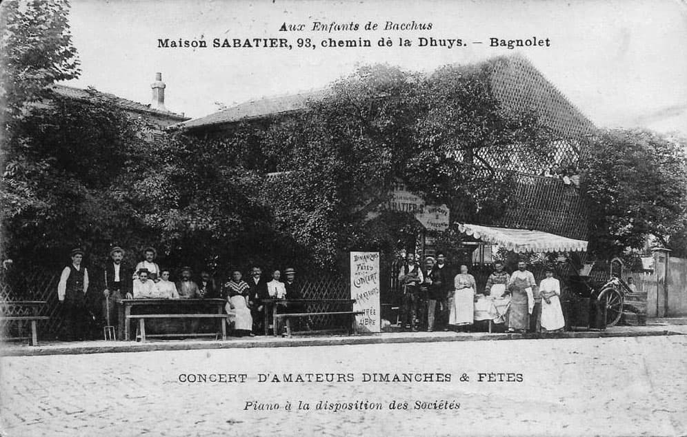 Aux Enfants de Bacchus - Maison Sabatier - 93, Chemin de la Dhuys � Bagnolet - Concerts d'amateurs dimanches et f�tes - Piano � la disposition des Soci�t�s