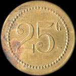 Jeton de n�cessit� de 25 centimes �mis par le Grand Casino de Bandol (83150 - Var) - revers