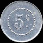 Jeton de n�cessit� de 5 centimes �mis par l'Union des Commer�ants de Barbaira (11800 - Aude) - revers