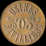 Jeton de 0,05 franc - 5 centimes émis par les Usines de Bavilliers (90800 - Territoire-de-Belfort) - revers