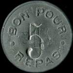 Jeton de n�cessit� de 1 repas surfrapp� 5 �mis par les Etablissements Poliet & Chausson � Beaumont-sur-Oise (95260 - Val-d'Oise) - revers