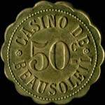 Jeton de nécessité de 50 centimes émis par le Casino de Beausoleil (06240 - Alpes Maritimes) - avers