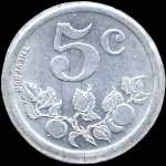 Jeton de n�cessit� de 5 centimes �mis en 1921 par l'Union Commerciale et Industrielle de Bernay (27300 - Eure) - revers