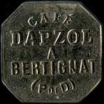 Jeton de n�cessit� de 12 1/2 centimes �mis par le Caf� Dapzol � Bertignat (63480 - Puy-de-D�me) - avers