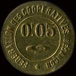 Jeton de nécessité de 5 centimes émis par la Fédération des Coopératives à Besançon (25000 - Doubs) - avers