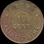 Jeton de nécessité de 10 centimes émis par les Fourneaux Economiques de Besançon (25000 - Doubs) - revers