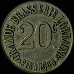 Jeton de nécessité de 20 centimes émis par la Grande Brasserie Lorraine à Besançon (25000 - Doubs) - avers