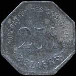 Jeton de n�cessit� de 25 centimes �mis par la Coop�rative des D�mobilis�s � B�ziers (34500 - H�rault) - avers