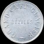 Jeton de n�cessit� de 1 franc �mis par le Grand Caf� Glacier � B�ziers (34500 - H�rault) - avers