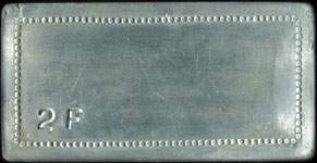 Jeton de n�cessit� de 2 francs �mis par le Grand Caf� de la Paix � B�ziers (34500 - H�rault) - revers