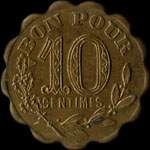 Jeton de n�cessit� de 10 centimes (pi�ce d'essai) �mis en 1921 par la Soci�t� du Grand Caf� Glacier � B�ziers (34500 - H�rault) - revers