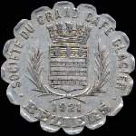 Jeton de n�cessit� de 25 centimes �mis en 1921 par la Soci�t� du Grand Caf� Glacier � B�ziers (34500 - H�rault) - avers