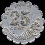 Jeton de n�cessit� de 25 centimes �mis en 1921 par la Soci�t� du Grand Caf� Glacier � B�ziers (34500 - H�rault) - revers