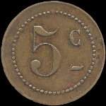 Jeton de n�cessit� de 5 centimes �mis par le Syndicat des Limonadiers de B�ziers (34500 - H�rault) - revers