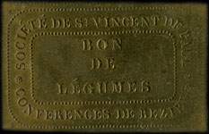 Jeton de n�cessit� bon de l�gumes �mis par la Soci�t� de Saint-Vincent-de-Paul - Conf�rences de B�ziers (34500 - H�rault) - avers
