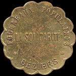 Jeton de n�cessit� de 5 centimes �mis par La Solidarit� - Fourneaux Populaires � B�ziers (34500 - H�rault) - avers