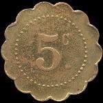 Jeton de n�cessit� de 5 centimes �mis par La Solidarit� - Fourneaux Populaires � B�ziers (34500 - H�rault) - revers